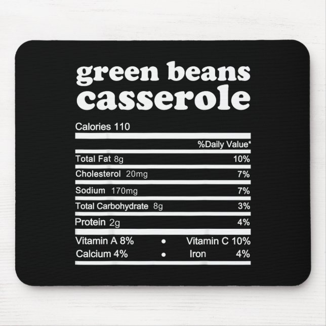 Green Bean Cerole Nutrition Facts Thanksgiving Nut Mouse Pad (Front)