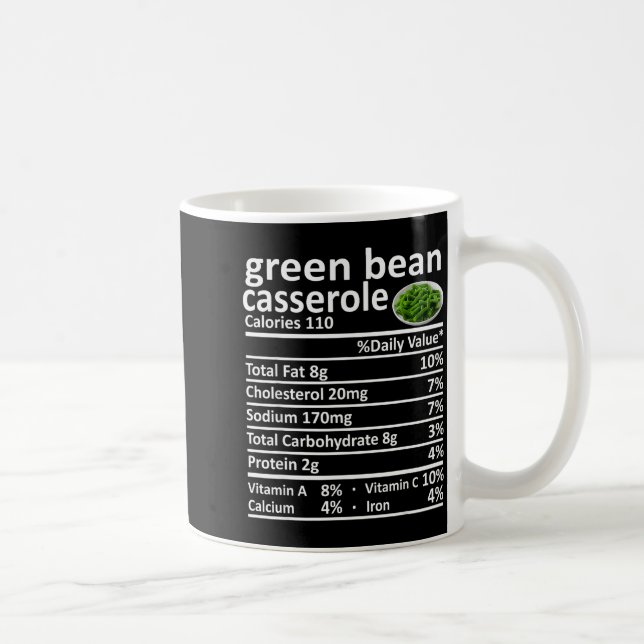 Green Bean Cerole Nutrition Food Facts Funny Thank Coffee Mug (Right)