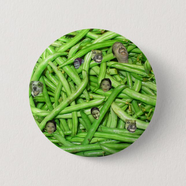 Green Bean Heads! 6 Cm Round Badge (Front)