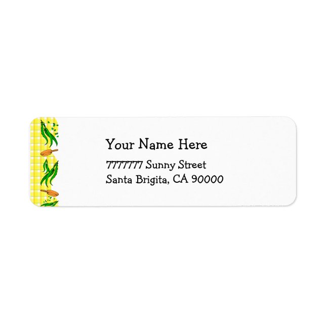 Green Bean Yellow Checks Country Address Labels (Front)