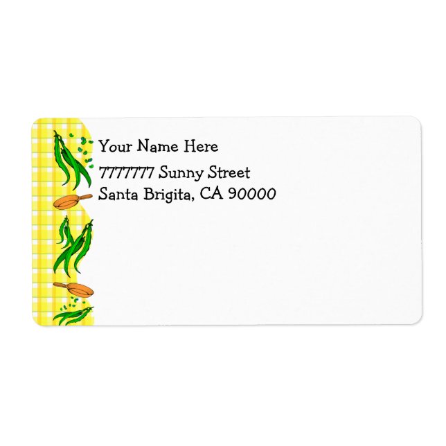Green Bean Yellow Checks Country Shipping Labels (Front)