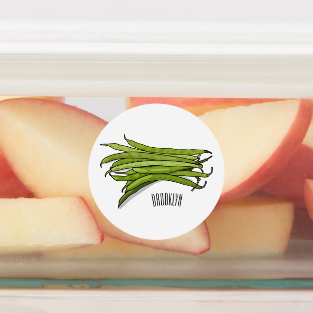 Green beans cartoon illustration  (Affixed)