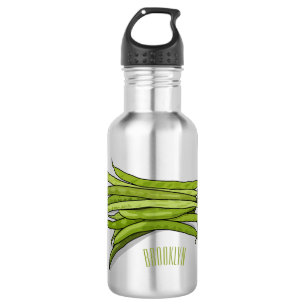 Green beans cartoon illustration 532 ml water bottle