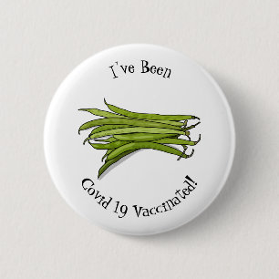 Green beans cartoon illustration 6 cm round badge