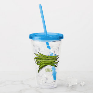 Green beans cartoon illustration  acrylic tumbler