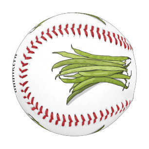Green beans cartoon illustration baseball