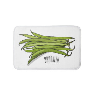 Green beans cartoon illustration bath mat