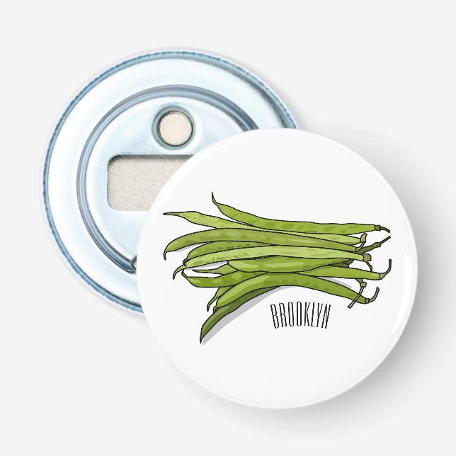 Green beans cartoon illustration  bottle opener (Front)