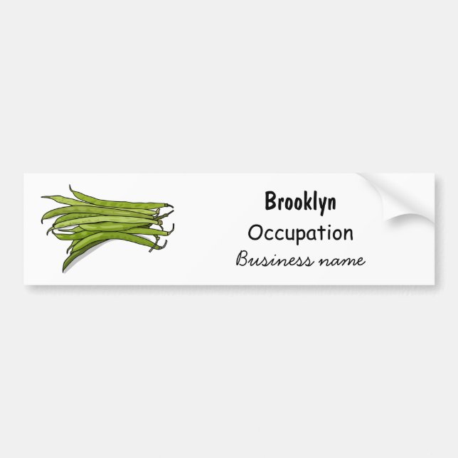 Green beans cartoon illustration bumper sticker (Front)