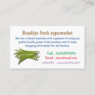 Green beans cartoon illustration business card