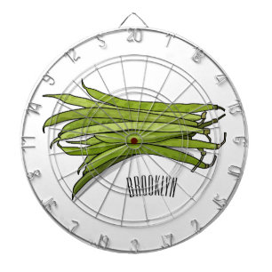 Green beans cartoon illustration  dartboard