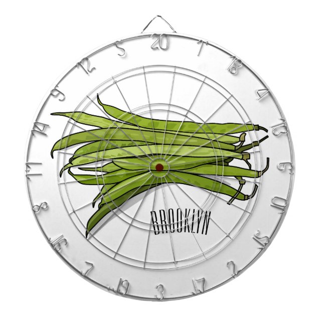 Green beans cartoon illustration  dartboard (Front)