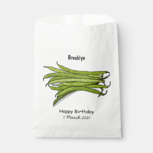 Green beans cartoon illustration favour bag