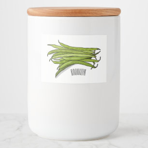 Green beans cartoon illustration  food label