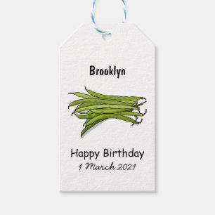 Green beans cartoon illustration gift tags