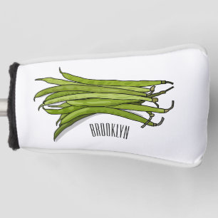 Green beans cartoon illustration golf head cover