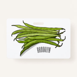 Green beans cartoon illustration  ID badge