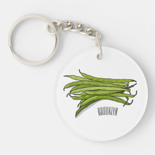 Green beans cartoon illustration  key ring