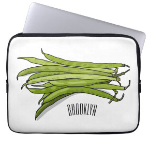 Green beans cartoon illustration  laptop sleeve