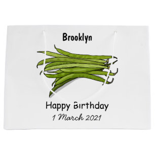 Green beans cartoon illustration large gift bag