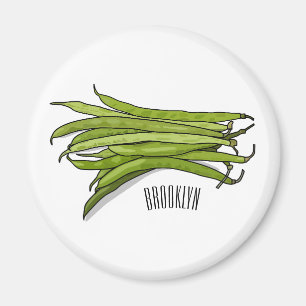 Green beans cartoon illustration magnet