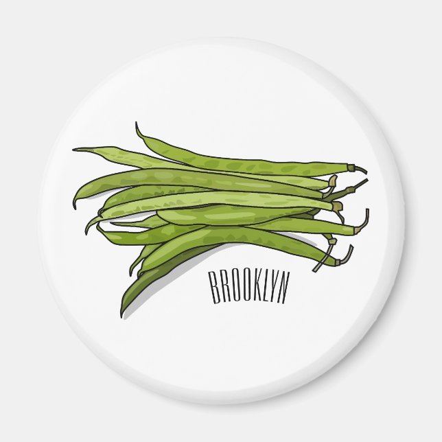 Green beans cartoon illustration  magnet (Front)