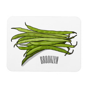Green beans cartoon illustration magnet