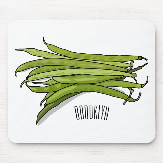 Green beans cartoon illustration  mouse pad (Front)