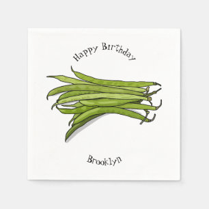 Green beans cartoon illustration napkin
