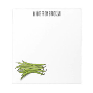 Green beans cartoon illustration notepad