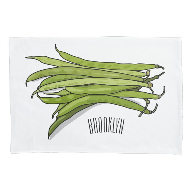 Green beans cartoon illustration  pillowcase (Front)