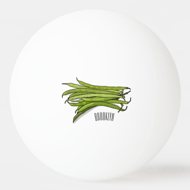 Green beans cartoon illustration  ping pong ball (Front)