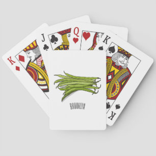 Green beans cartoon illustration playing cards