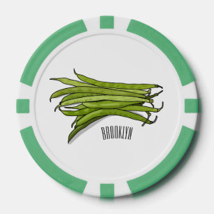 Green beans cartoon illustration poker chips