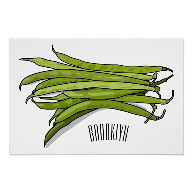 Green beans cartoon illustration  poster (Front)