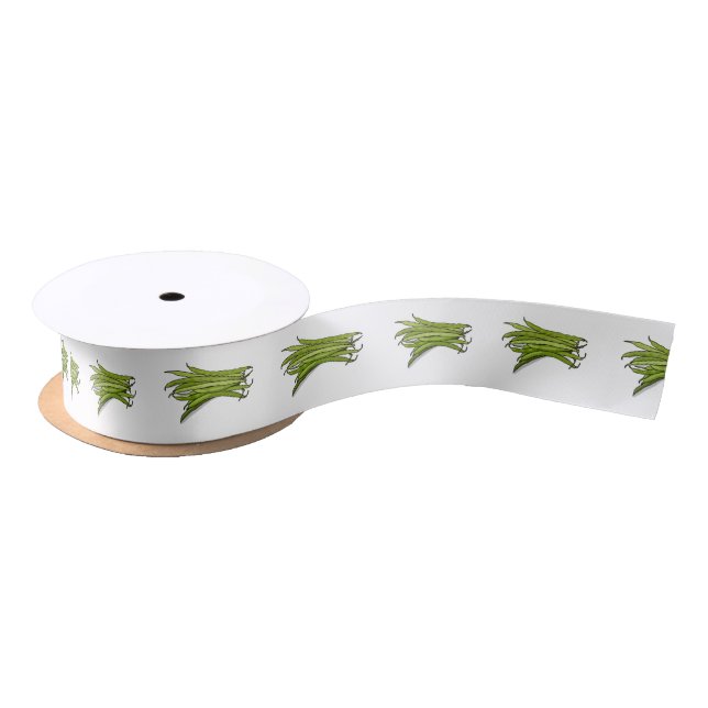 Green beans cartoon illustration  satin ribbon (Spool)