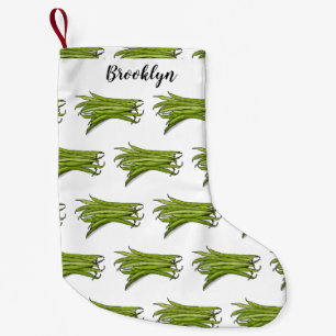 Green beans cartoon illustration small christmas stocking