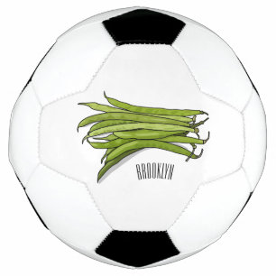Green beans cartoon illustration soccer ball