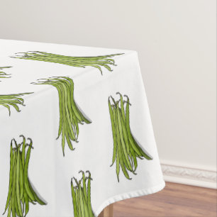 Green beans cartoon illustration  tablecloth