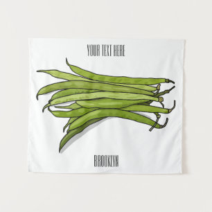 Green beans cartoon illustration  tapestry