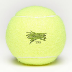 Green beans cartoon illustration tennis balls