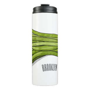 Green beans cartoon illustration  thermal tumbler