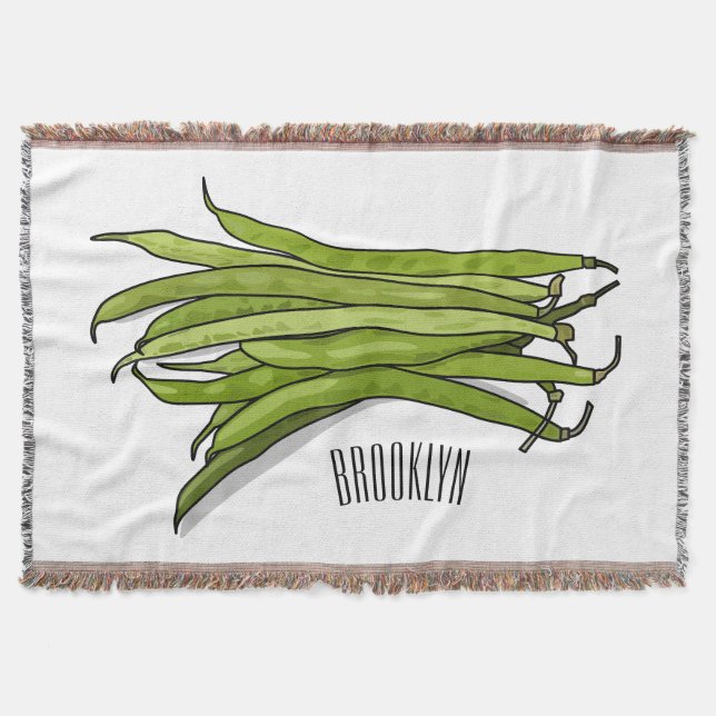 Green beans cartoon illustration  throw blanket (Front)