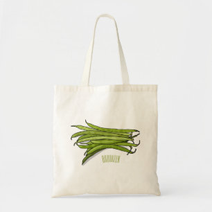 Green beans cartoon illustration  tote bag