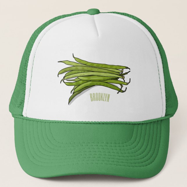 Green beans cartoon illustration  trucker hat (Front)