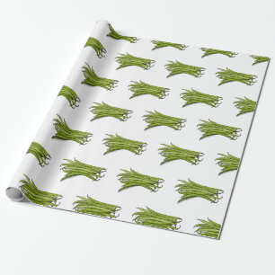 Green beans cartoon illustration  wrapping paper