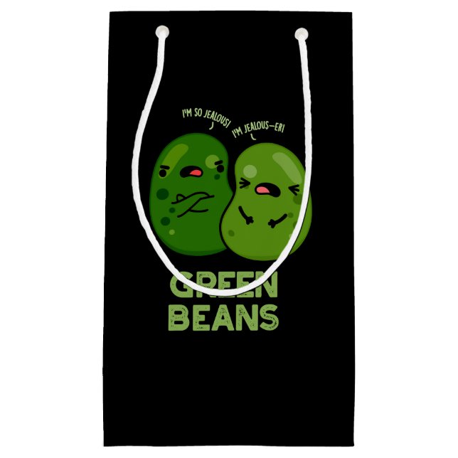 Green Beans Funny Jealous Bean Pun Dark BG Small Gift Bag (Front)