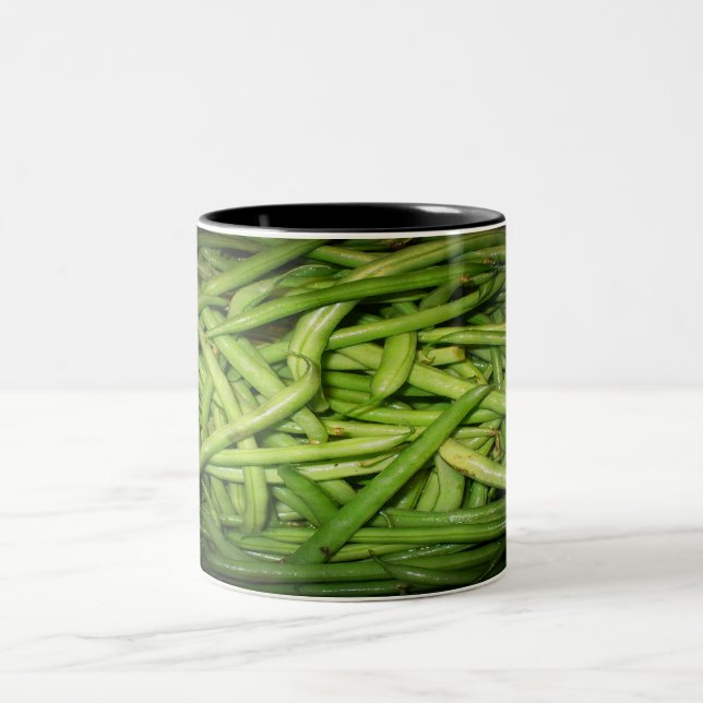 Green Beans in Spotlight Two-Tone Coffee Mug (Center)