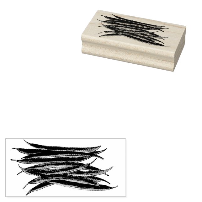 Green Beans Long Bean Vegetable Veggie Produce Veg Rubber Stamp (Stamped)