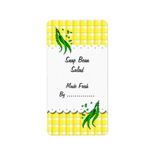 Green Beans Yellow Checks Retro Food Labels